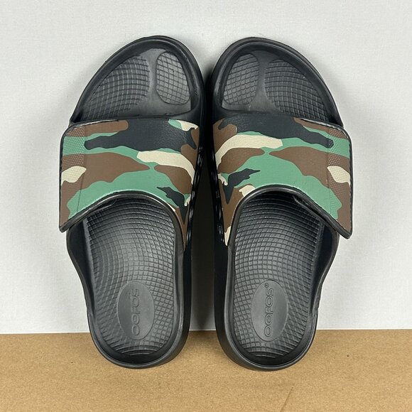 Oofos Ooahh Sport Flex Camo Slide Sandals Womens 10 Mens 8 Green Black Slip On - Picture 5 of 9
